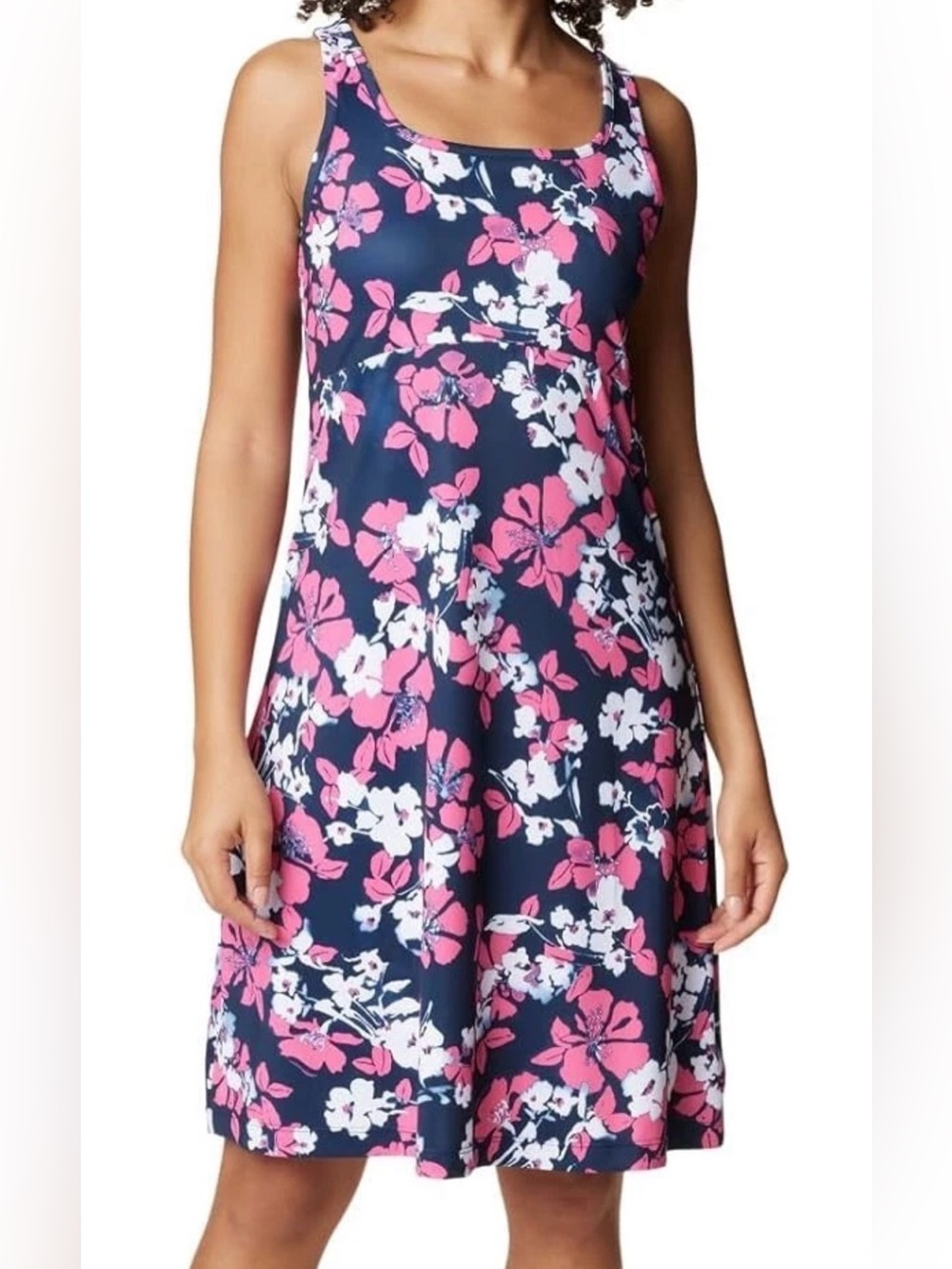 Columbia Women’s PFG Navy and Pink Floral Sleeveless Dress Medium NWT